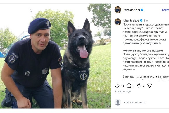 (FOTO) OVO JE PAS KOJI JE NAŠAO TELO UBIJENE RUSKINJE Oglasio se Ivica Dačić: "Da nije bilo ovog psa potraga za telom bi trajala satima, a možda i danima"