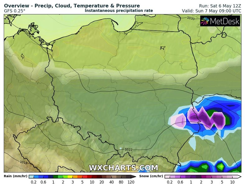 Na południowym wschodzie możliwy jest deszcz ze śniegiem i śnieg