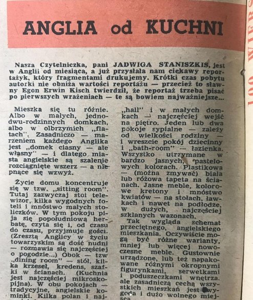 Korespondencja z Londynu autorstwa 16-letniej Jadwigi Staniszkis (Instagram Mariusza Szczygła)