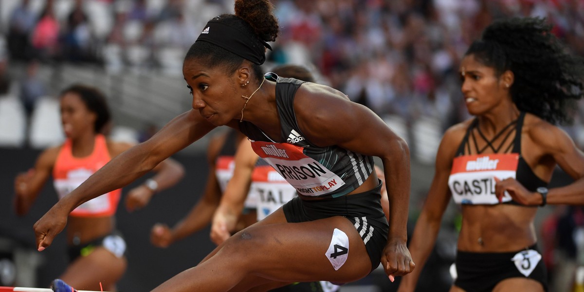 London, United Kingdom; Kendra Harrison (USA) wins women's 100m hurdles heat in 12.40 in the London Anniversary Games during an IAAF Diamond League meet at Olympic Stadium.