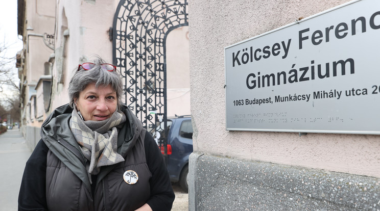 Törley Katalin, pertársaság tagjaként adta be keresetét. A kirúgott pedagógus a Tanitanék Mozgalom aktivistája, a Kölcsey Gimnázium franciatanára/Fotó:Zsolnai Péter