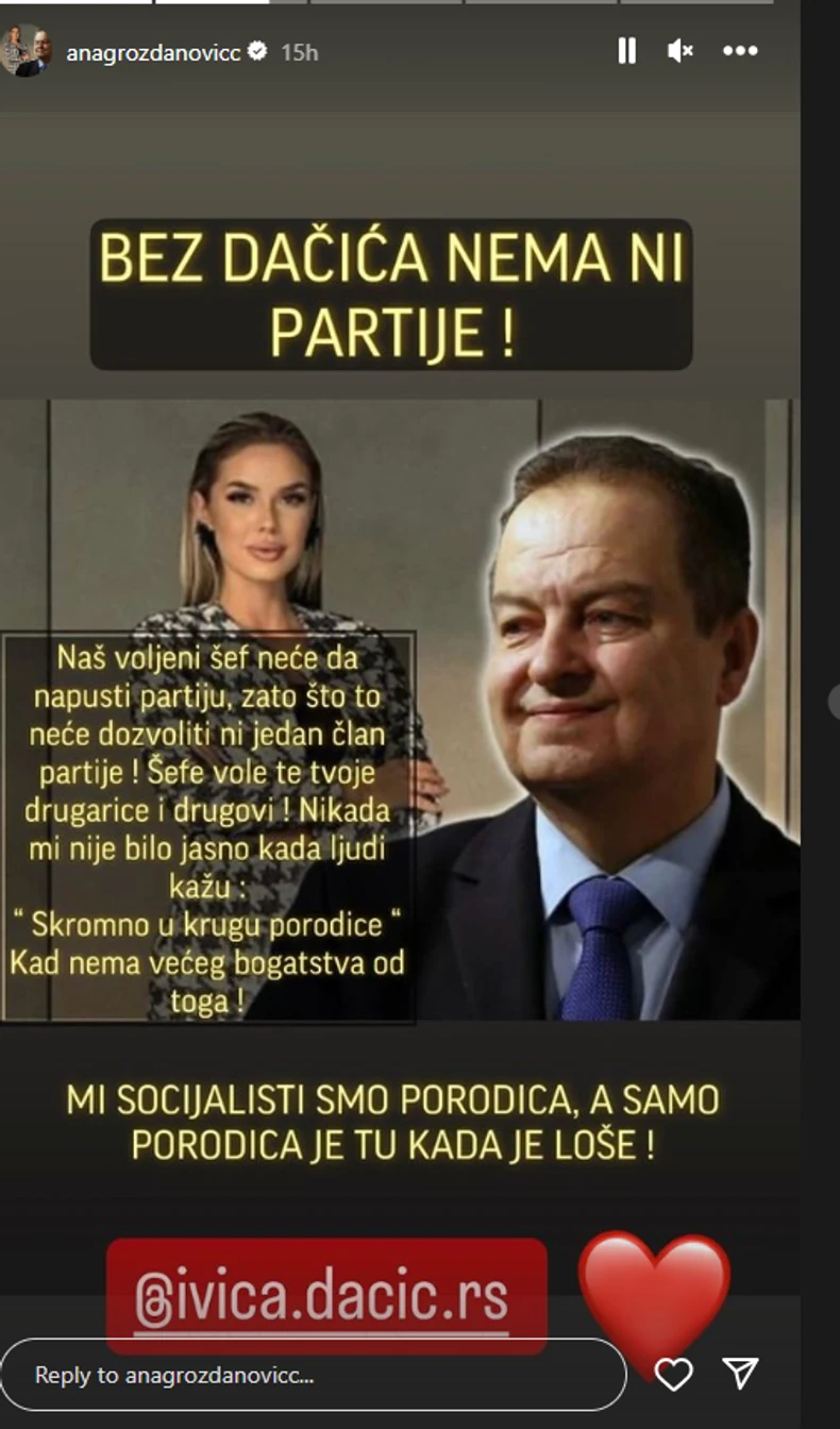"Bez Dačića nema ni partije", poručuje Grozdanović