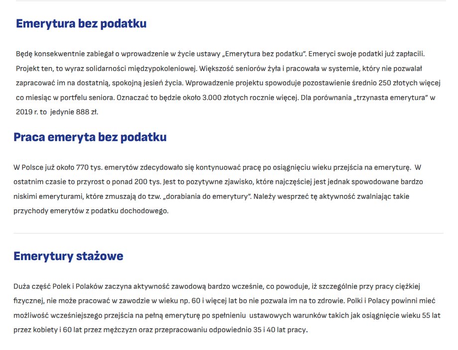 Fragment programu wyborczego Władysława Kosiniaka-Kamysza 