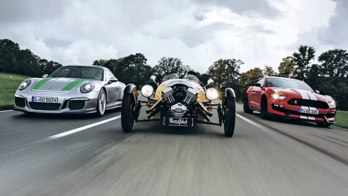 Porsche 911 R, Morgan 3 Wheeler i Ford Mustang Shelby GT350