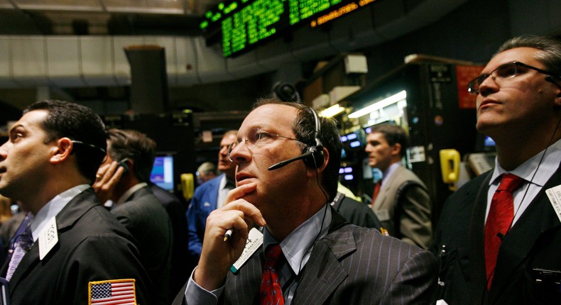 Traders work on the floor of the New York Stock Exchange October 13, 2008. REUTERS/Shannon Stapleton