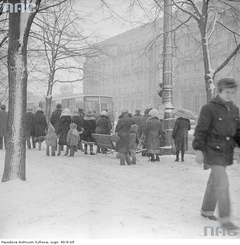 1981.01.15. Na przystanek podjeżdża autobus Ikarus 280 linii M