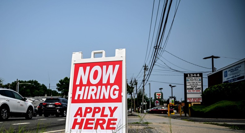 Photo of a help wanted sign along Middle Country Road in Selden on July 20, 2021.
