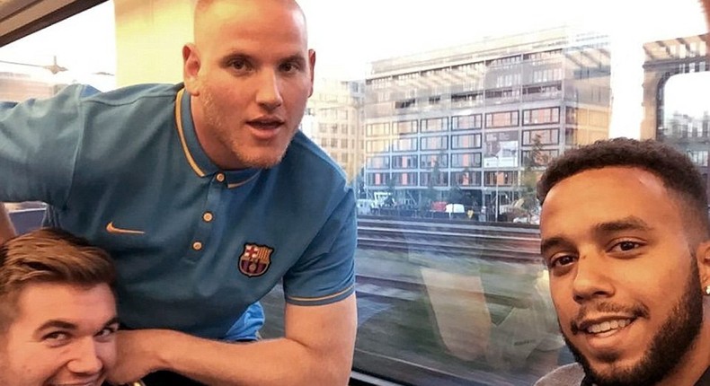 Alek Skarlatos, Spencer Stone and Anthony Sadler who disarmed the gunman on a train at Arras, France. 