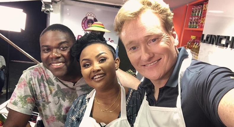 Nana Ama McBrown and Conan O'Brien on McBrown's Kitchen