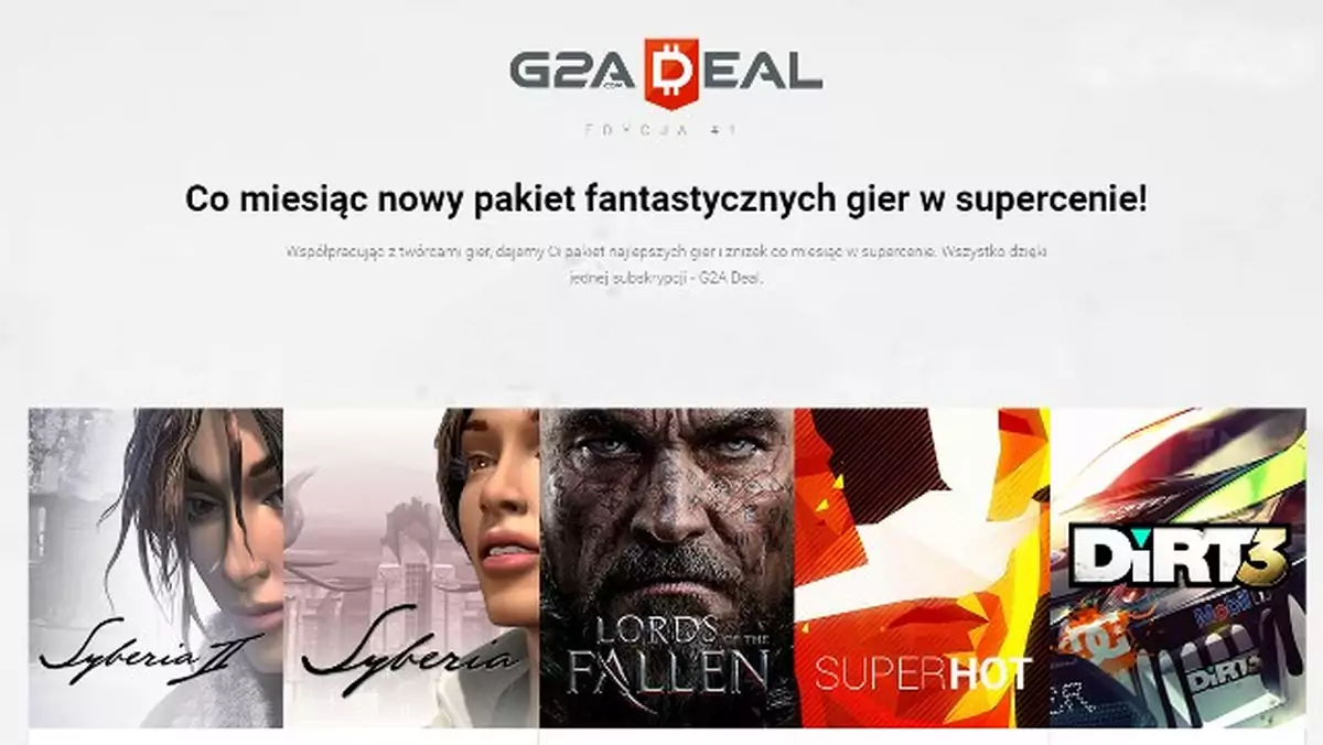Ruszyło G2A Deal - kilka hitów co miesiąc za niewiele ponad 10 złotych