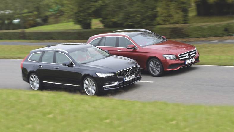 Porównanie Mercedes E220d kontra Volvo V90 D4 luksusowe