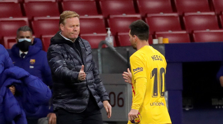 Ronald Koeman Budapesten nem fog tudni gratulálni Lionel Messinek. / Fotó: EPA/Juanjo Martin