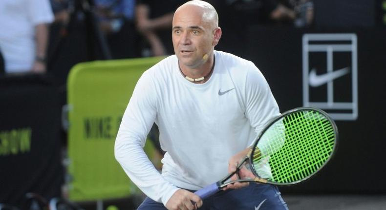 Tennis player Andre Agassi attends Nike's NYC Street Tennis event on August 24, 2015 in New York City