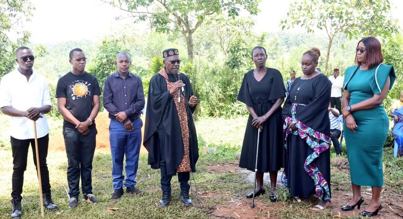 Kakamega Senator Boni Khalwale and his three wives and sons