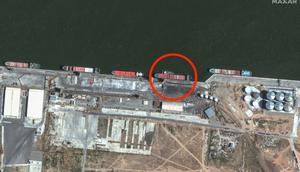 Overview of ships at Port Olya in Russia on September 4.Satellite image 2024 Maxar Technologies.