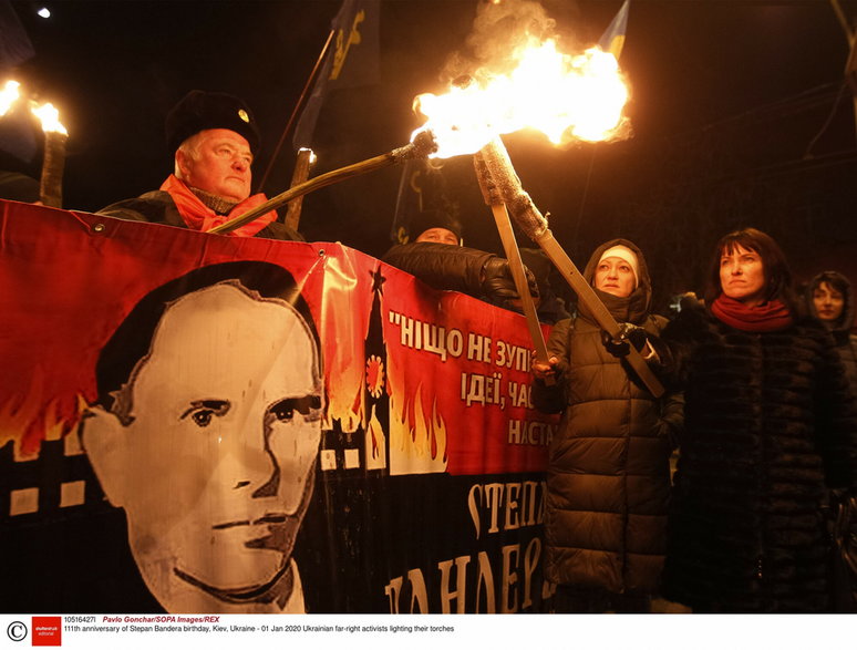 Wizerunek Stepana Bandery, przywódcy Ukraińskiej Powstańczej Armii 