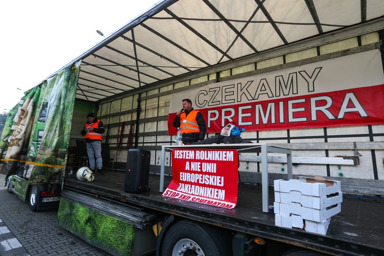 Protest rolników na przejściu granicznym z Niemcami w Świecku 26 lutego