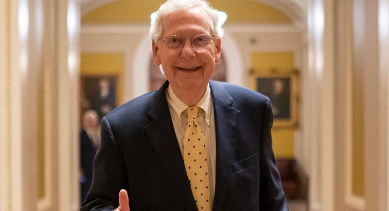Senate Minority Leader Mitch McConnell signaled his support for a bill under consideration in Congress that could effectively ban TikTok.Nathan Howard/Getty Images