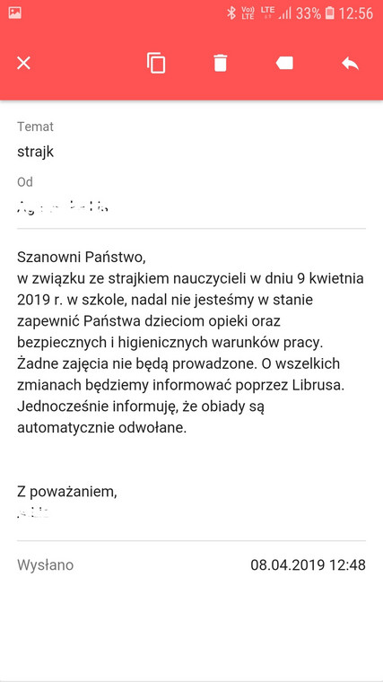 Informacja dla rodziców