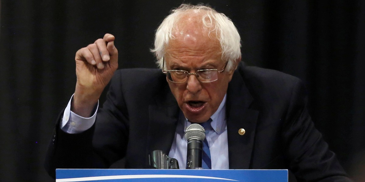 Democratic US presidential candidate Bernie Sanders at a campaign rally in Salem, Oregon, on May 10.