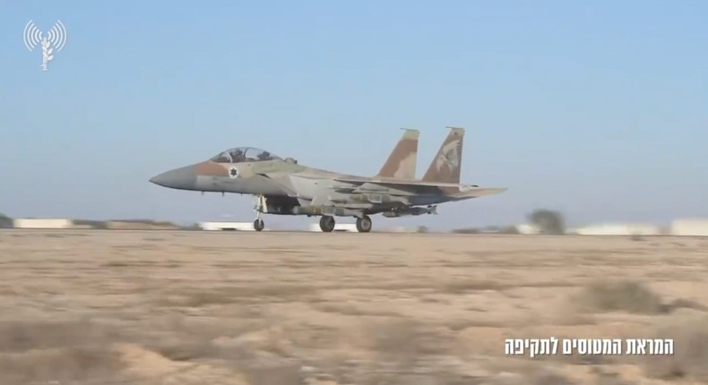 Israeli fighter jets taking off to carry out strikes against Hezbollah leader Hassan Nasrallah.Israeli Air Force/Screengrab via X