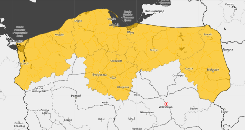 Prognoza ostrzeżeń IMGW przed silnym wiatrem w piątek