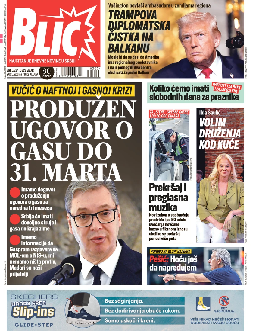 Blic naslovna strana za 24.12.