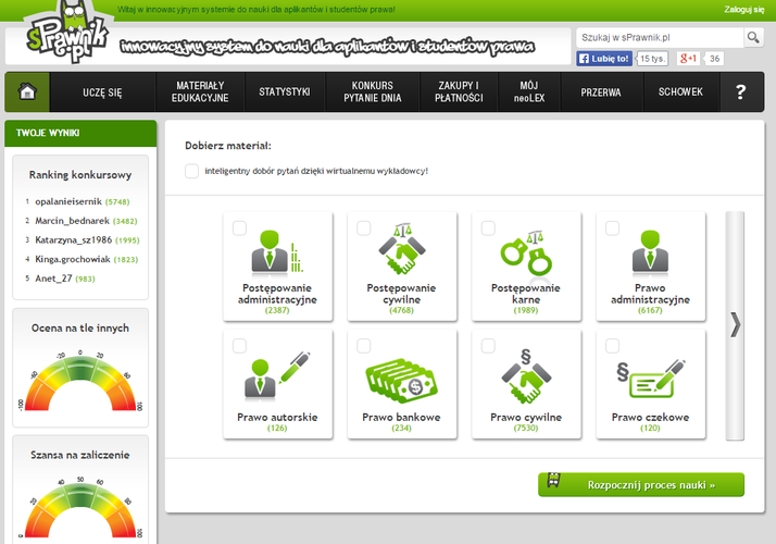 <strong>Sprawnik</strong>
<br><br>
Serwis edukacyjny dla studentów prawa i kandydatów na aplikacje. Zawiera platformę e-learnigową.