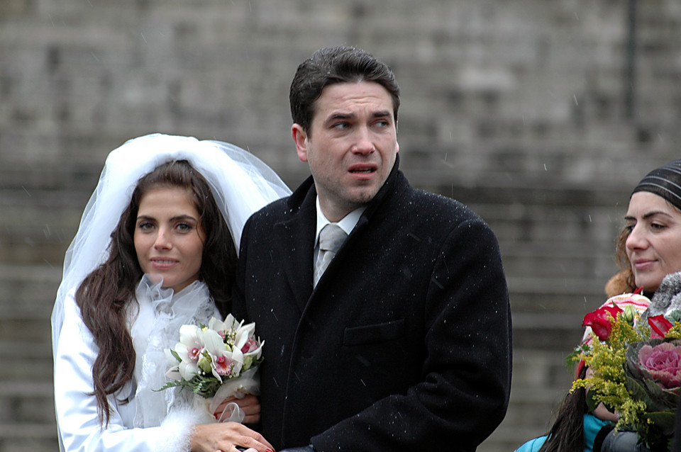 Weronika Rosati i Marcin Dorociński na planie serialu "Pitbull" w 2007 r.