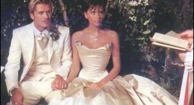 David & Victoria Beckham on wedding day