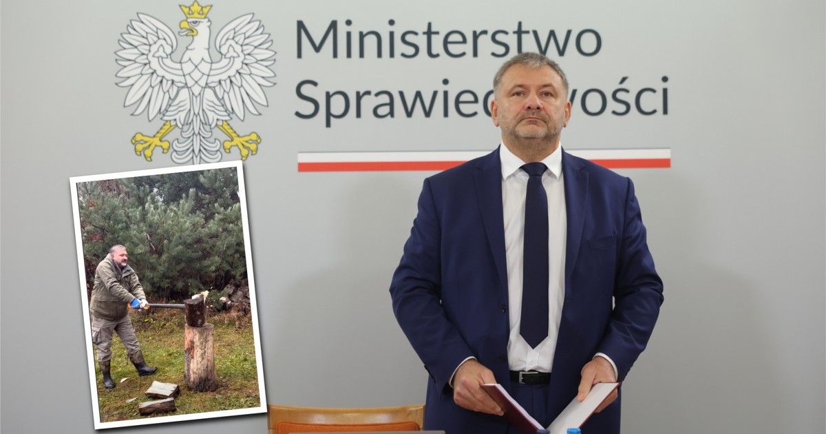 Nietypowa demonstracja Żurka. Minister osobiście rąbie drewno i grozi "drzazgami"