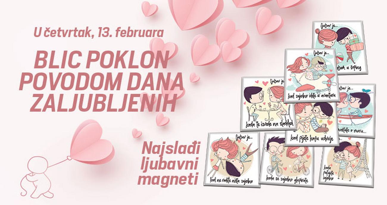 Magnet sa porukama "Ljubav je..." danas na poklon u "Blicu" povodom Dana  zaljubljenih