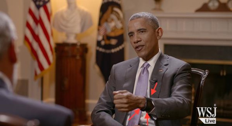 President Obama sporting the Fitbit Surge.