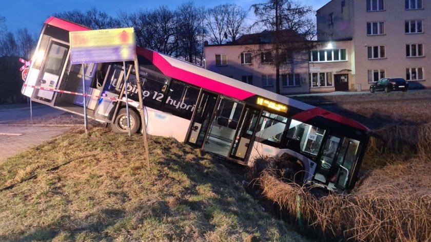 Autobus zjechał ze skarpy. Jedna osoba w szpitalu.