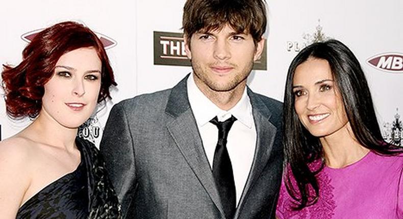 Rumer Willis, Ashton Kutcher and Demi Moore in 2005