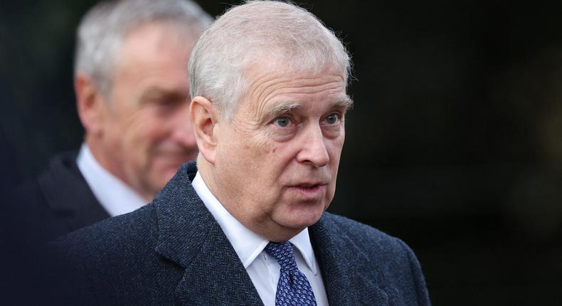 Prince Andrew is pictured arriving for the Christmas Day service at St Mary Magdalene Church on the Sandringham Estate.ADRIAN DENNIS/Getty Images