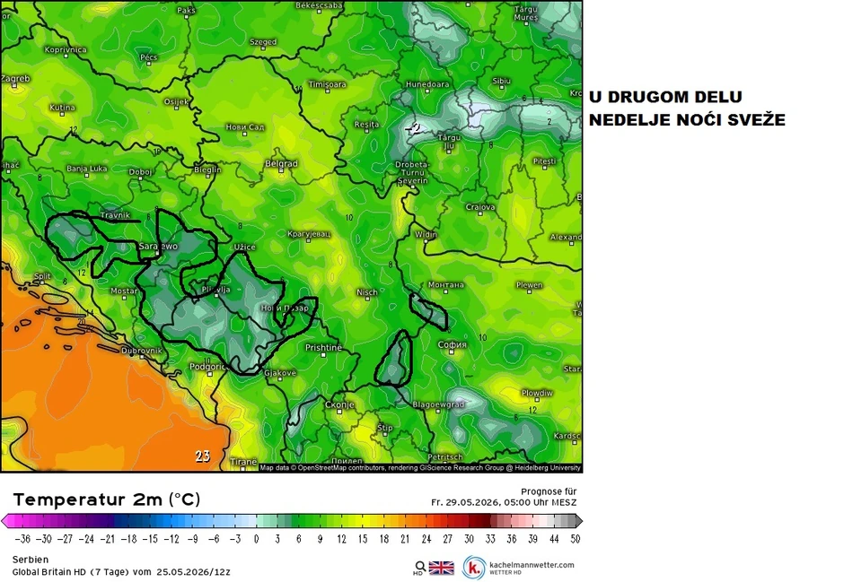 U drugom delu nedelje hladnije noći