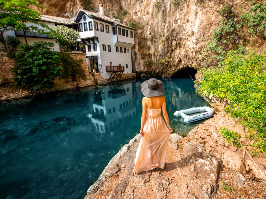 Those who visit Blagaj, a village in Bosnia and Herzegovina, are often in awe at the majestic sight of the Blagaj Tekke, a monastery built for the Dervish cults. Visitors are welcome to enjoy its wooden interiors or have a cold drink while overlooking the striking Buna river.