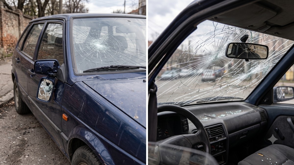 Eksplozija spreja u automobilu - ilustracija