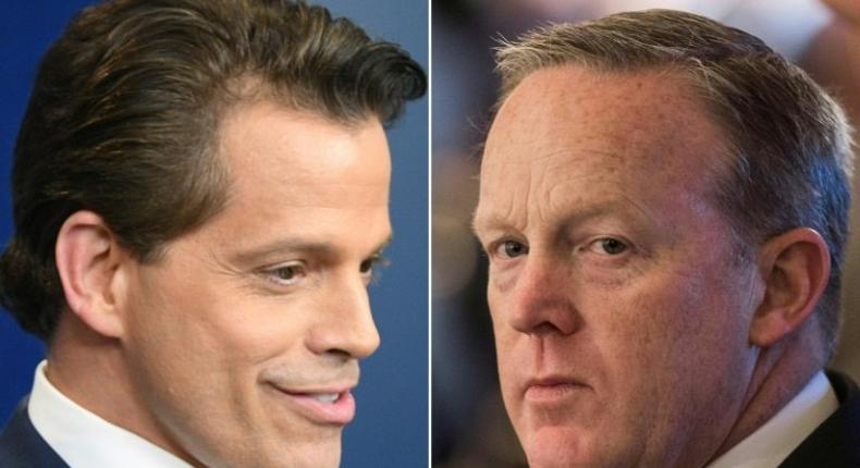 Anthony Scaramucci (L), Donald Trump's new White House communications, and Sean Spicer