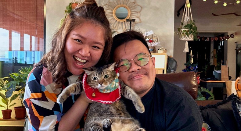 Joy Oh and Eddy Kur with their cat, Toaster.Joy Oh and Eddy Kur/Ohkur House