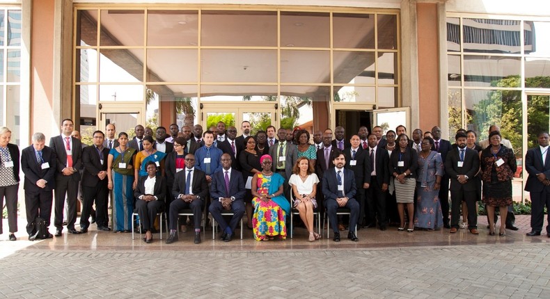 Minister for Communications Mrs Ursula Owusu Akuful in a group picture with the participants