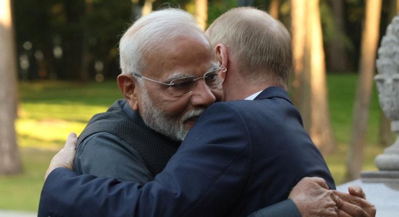 President Vladimir Putin and Indian Prime Minister Narendra Modi during a meeting outside Moscow in July 2024GAVRIIL GRIGOROV  via Getty Images