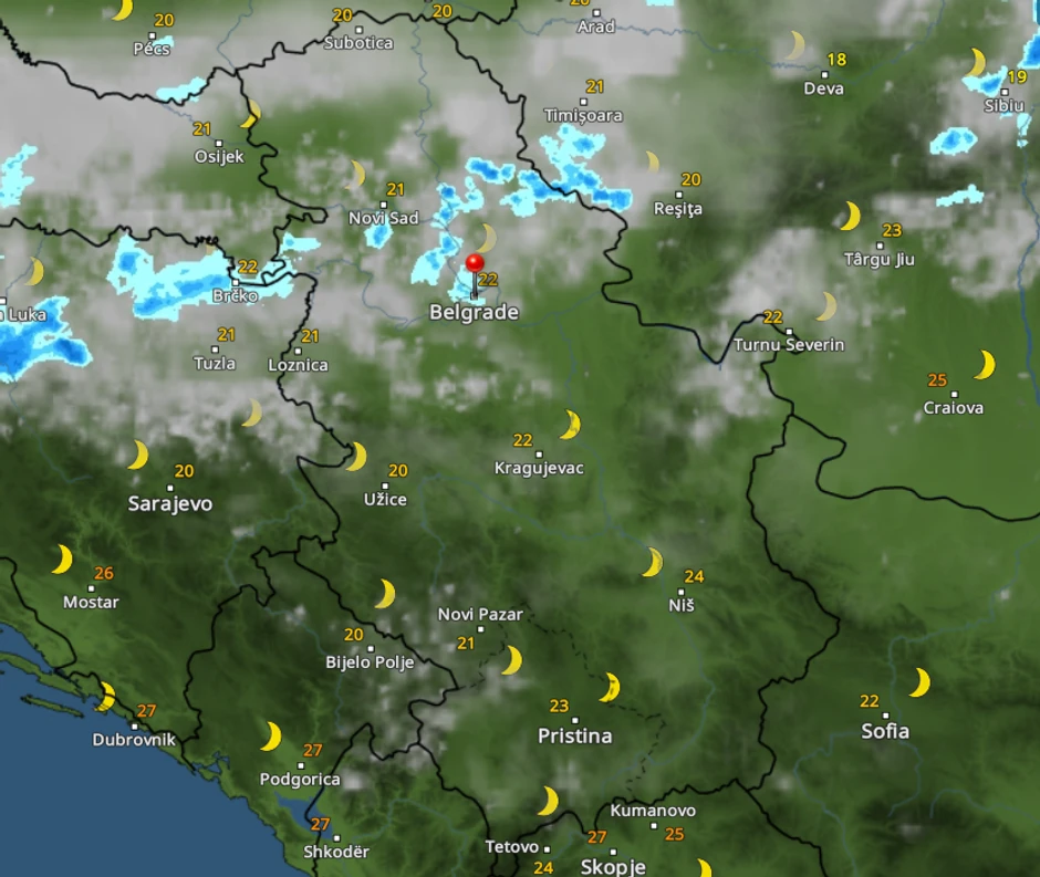 Kretanje nevremena u 22 sata