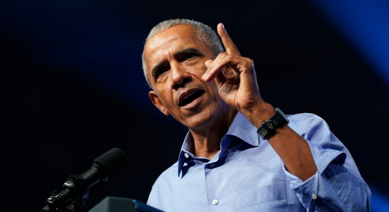 Former President Barack Obama speaks at a campaign rally in Pennsylvania on November 5, 2022.Patrick Semansky/AP