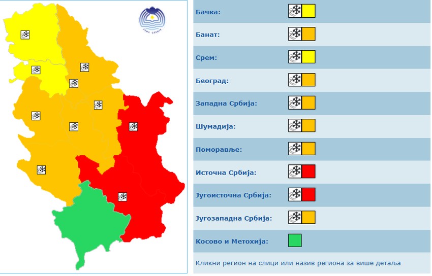 Meteoalarm za Božić