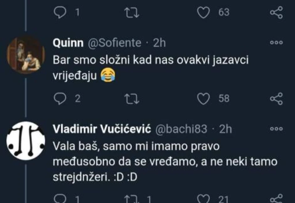 Bratstvo i jedinstvo na Tviteru