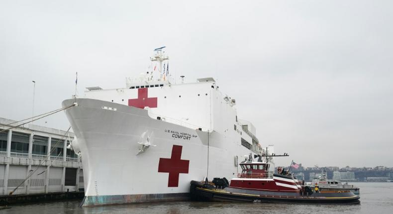 The US navy hospital ship Comfort arrived in New York to boost overwhelmed medical facilities