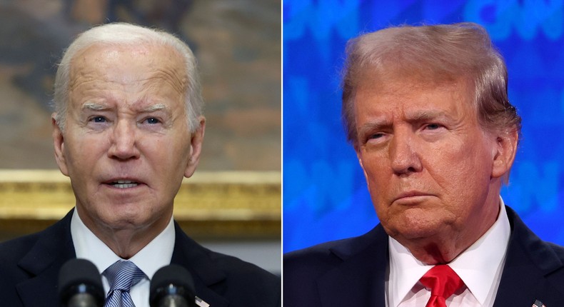 President Joe Biden's withdrawal from the 2024 race sparked a massive surge in donations that surpassed the Trump campaign's $52.8 million single-day fundraising bonanza after the former president's conviction in May.Kevin Dietsch and Justin Sullivan/Getty Images