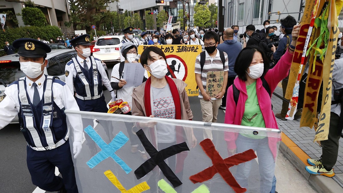 Protest przeciwko organizacji olimpiady w Tokio, maj 2021 r.